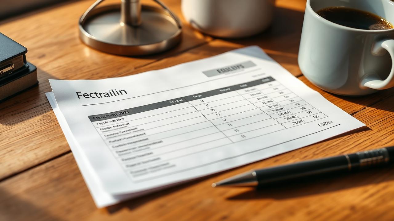 Detaliu al unei facturi la energie electrică cu componentele evidențiate